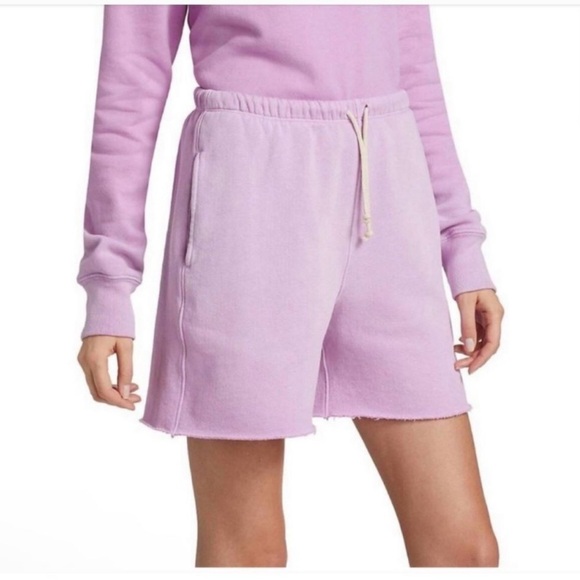 NWT RE/DONE x Hanes 80s Raw Hem French Terry Sweat Shorts In Faded Blossom Sz S - Picture 3 of 9